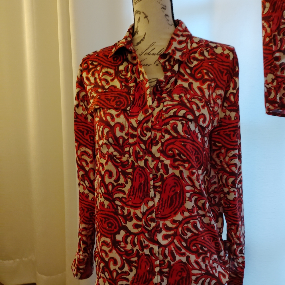 MICHAEL Michael Kors Red and White Paisley Shirt And Pants Set